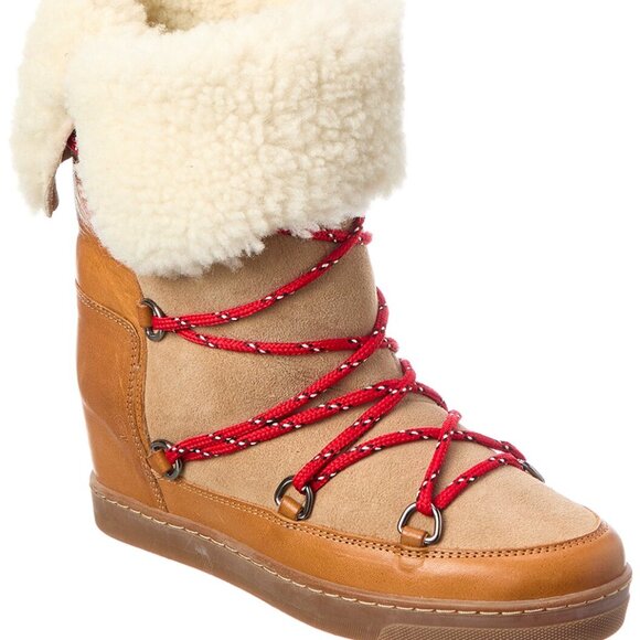 Isabel Marant Nowly Leather Shearling Boot - Picture 1 of 5